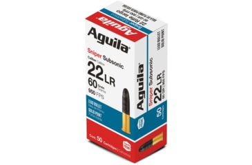 Image of Aguila Ammunition Special Sniper Subsonic 22LR 60 Graain Lead Round Nose, Brass Case, Ammo, 50 Rounds, 1B220112