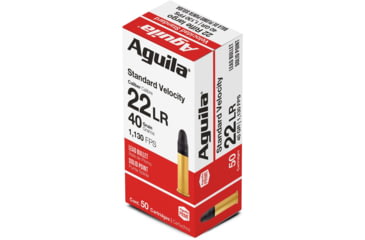 Image of Aguila Ammunition Standard .22 Long Rifle 40 Grain Solid Point Brass Cased, Ammo, 50 Rounds, 1B220332