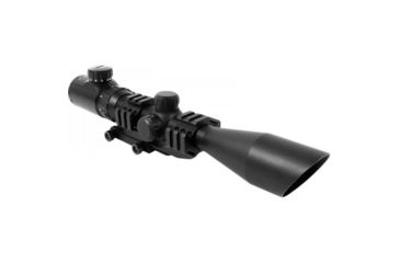 Image of AIM Sports Inc 3-9X40 Blue/Green Illuminated Rifle Scope w/ Cut Sunshade, Black, Large, Tactical Mount-Mil-Dot Reticle JTMMR