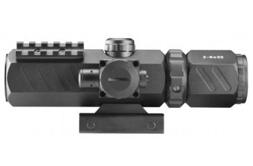 Image of AIM Sports Inc Recon Series 2-6x32mm Scope w/ Red Laser and Mil-Dot Reticle JDSRMR2632B-N