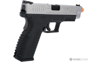 Image of Air Venturi Springfield Armory Licensed XDM Gas Blowback Airsoft Training Pistol, 4.5 Duty, 2-Tone, Black/Silver, SA-XDM45GBB6-SB