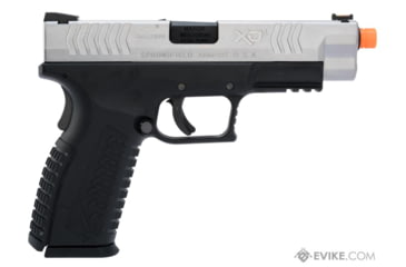 Image of Air Venturi Springfield Armory Licensed XDM Gas Blowback Airsoft Training Pistol, 4.5 Duty, 2-Tone, Black/Silver, SA-XDM45GBB6-SB