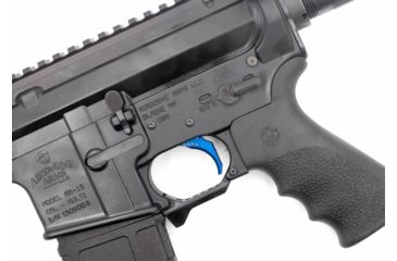 Image of Airborne Arms Geronimo Trigger System, Compact Talon, AR-9/ AR-10/ AR-15, 3-4 lb Pull Weights, Ambidextrous, Curved, Blue, Compact, ABN-AAGT-CSU1