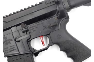 Image of USED Airborne Arms Geronimo Trigger System, Straight Talon, AR-9/ AR-10/ AR-15, 3-4 lb Pull Weights, Ambidextrous, Flat, Red, Small, ABN-AAGT-SRK1, EDEMO2, Used, Condition Fair, Missing Item