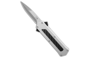 Image of Akc AKC F-14 D/A Bayonet OTF Automatic Knife Aluminum/CF 2.4" Satin, Black/Silver, 440, adult, BHQ-211598