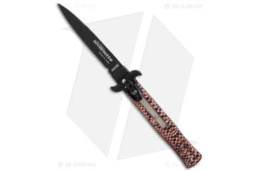 Image of AKC Leverletto 7.5 Italian Automatic Folding Knife, 3.25in, Stainless Steel, Bayonet Blade, Aluminum, Brown Handle, Snake, Brown/Black, 7.50 inch, BHQ-50863