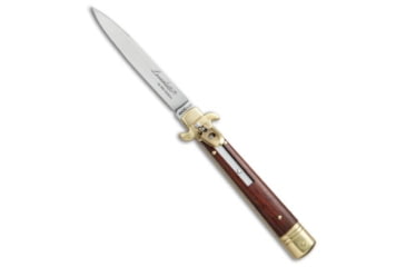 Image of AKC Leverletto 9 Italian Automatic Folding Knife, 4.00in, Stainless Steel, Spear Point Blade, Cocobolo, Wood Handle, Brass/Cocobolo, Wood/Steel, 9.00 inch, BHQ-50879