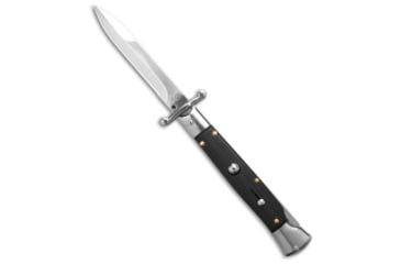 Image of AKC Swinguard 9 Stiletto Automatic Folding Knife, 3.875in, Stainless Steel, Bayonet Blade, G-10, Black Handle, Black/Gray, 9.00 inch, BHQ-189371