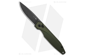 Image of AKC X-Treme Dandy Automatic Folding Knife, 3.25in, D2, Drop Point Blade, Aluminum, Green Handle, Black Stonewash, Green/Black Gray, 7.85 inch, BHQ-174571