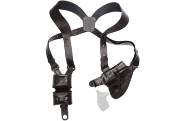 Image of Aker Leather Model 201 Comfort-Flex Revolver Shoulder Holster, Left, Smith &amp; Wesson J-Frame Revolver, Plain, Black, H201BPL-REVSM