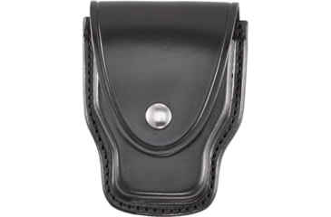 Image of Aker Leather Model 508A ASP Handcuff Case, Small, Chrome Snap, Plain, Black, A508A-BP-CH
