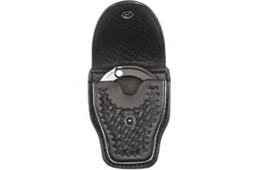 Image of Aker Leather Model 508A ASP Handcuff Case, Small, Chrome Snap, Basketweave, Black, A508A-BW-CH
