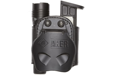 Image of Aker Leather Model 517 D.M.S. Night Fighter Combo Mag And Light Case, Medium, Double Stack, Right, 9mm Luger/.40 Caliber, Plain, Black, A517BPR-3