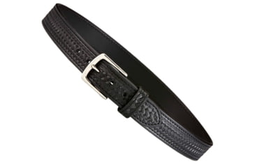 Image of Aker Leather Dress Belt, 1-1/2, 32 in, Brass Snap, Basketweave, Black, B12-BW-32-BR
