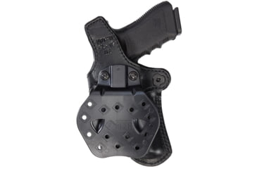 Image of Aker Leather Model 267 Nightguard Open Top Paddle Holsters, HK P2000, Insight Technology M3/Streamlight TLR-1, Right, Plain, Black, H267ABPR-P2KM3
