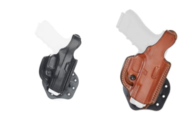 Image of Aker Leather Model 268 Flatside Paddle Xr17 Thumb Break Holsters, Black, Tan