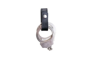Image of Aker Leather Model 504 1inch Wide Handcuff Strap, Plain, Black Snap, Small, A504-BP-BK