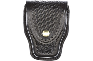 Image of Aker Leather Model 508A ASP Handcuff Case, Small, Brass Snap, Basketweave, Black, A508A-BW-BR