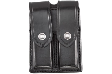 Image of Aker Leather Model 510 Double Magazine Pouch, Medium, .40 S&amp;W/9mm Luger, Chrome Snap, Double Stack, Plain, Black, A510-BP-3-CH