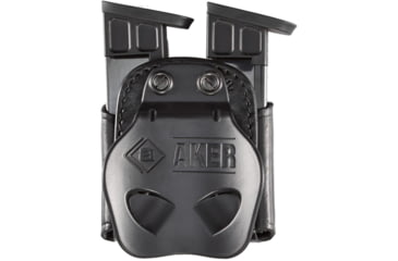 Image of Aker Leather Model 523 D.M.S. Twin Double Magazine Pouch, Double Stack 9mm Magazines, Black, A523-BP-2