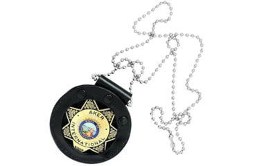 Image of Aker Leather Model 599 Neck Star Badge Holders, Small, Plain, Black, A599-BP