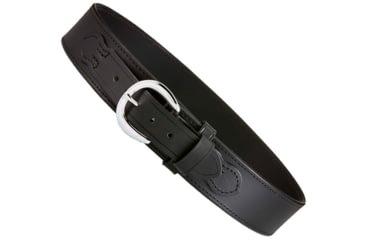 Image of Aker Leather Model B06 2.25inch Leather Lined River Belts, 48 in, Chrome Buckle, Plain, Black, B06-BP-48-CH
