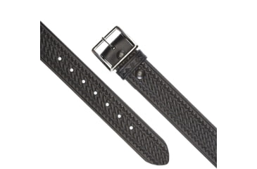 Image of Aker Leather Model B08 1.50inch Garrison Belts, 48 in, Chrome Buckle, Basketweave, Black, B08-BW-48-CH