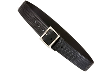 Image of Aker Leather Model B08 1.50inch Garrison Belts, 48 in, Chrome Buckle, Basketweave, Black, B08-BW-48-CH