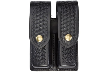 Image of Aker Leather Quad Magazine Pouch, Medium, Single Stack, Colt, .45 Caliber, Chrome Snap, Basketweave, Black, A510D-BW-1-CH