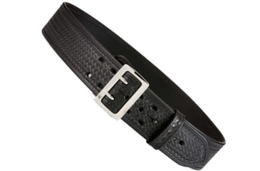 Image of Aker Leather Sam Browne Duty Belt, 36 in, Chrome Buckle, Basketweave, Black, B01-BW-36-CH