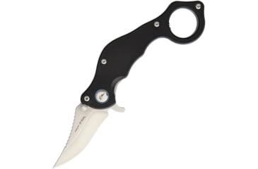 Image of Aku Strike Weo Linerlock Folding Knife, 5.13in Closed, 2.5in Satin 8Cr13Mov SS Clip Point Blade, Black G10 Handle, Thumb Stud, Finger Ring, WEOBLKS