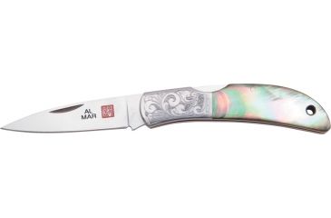 Image of Al Mar Knives Hawk Engraved Pearl Knife, Iridescent Pearl Handle AME1002BP