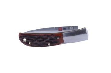 Image of Al Mar Knives Honey Jigged Bone Series Folding Knife, 3.15 in TALON BLADE Traditional, Leather Slip Pouch, Honey Brown, Medium, AMK7004, EDEMO1
