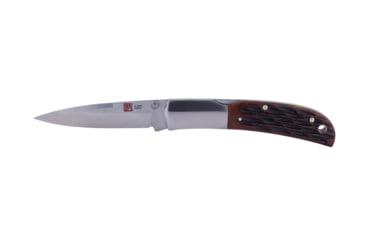Image of Al Mar Knives Honey Jigged Bone Series Folding Knife, 3.15 in TALON BLADE Traditional, Leather Slip Pouch, Honey Brown, Medium, AMK7004, EDEMO1