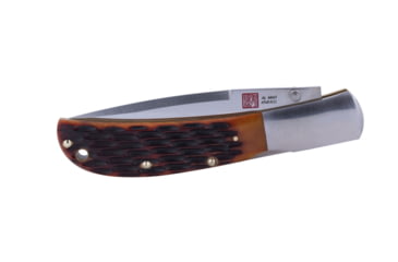Image of Al Mar Knives Honey Jigged Bone Series Folding Knife, 4.0 in TALON Blade, Traditional, Leather Slip Pouch, Honey Brown, Large, AMK7006