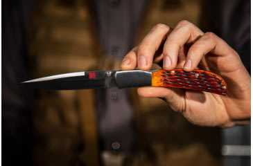 Image of Al Mar Knives Honey Jigged Bone Series Folding Knife, 4.0 in TALON Blade, Traditional, Leather Slip Pouch, Honey Brown, Large, AMK7006