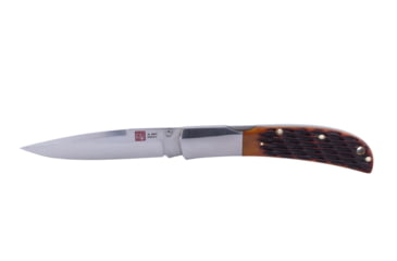 Image of Al Mar Knives Honey Jigged Bone Series Folding Knife, 4.0 in TALON Blade, Traditional, Leather Slip Pouch, Honey Brown, Large, AMK7006