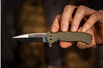 Image of Al Mar Knives Mini S.E.R.E. 2020 OD Green Series Folding Knife, Spring Assist, 8Cr, 3 in, Combo, OD Green, AMK2209