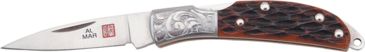 Image of Al Mar Knives Osprey Engraved Honey Fold Knife, Engraved Bolster Honey Jigged Bone Handle AME1001HJB