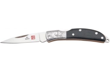 Image of Al Mar Knives Osprey Engraved Micarta Fold Knife, Engraved Micarta Black Handle AME1001BM