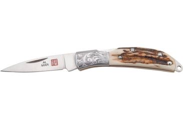 Image of Al Mar Knives Osprey Engraved Stag Fold Knife, Engraved Stag Knife AME1001S