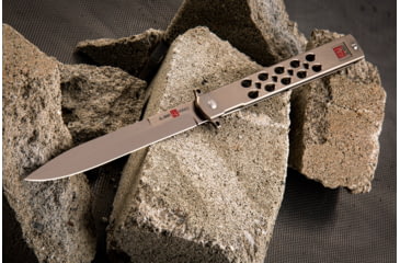 Image of Al Mar Knives Quicksilver Ceramic Ball Bearing Folding Knife, D2, 5 in, Traditional Talon, TC4 Handle, Silver, AMK4046