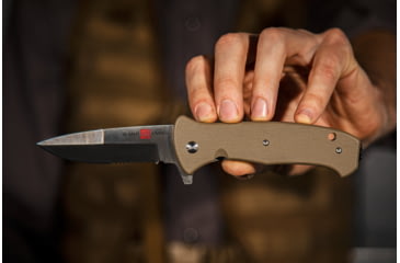 Image of Al Mar Knives S.E.R.E. 2020 Coyote Series Folding Knife, Spring Assist, 8Cr, 3.6 in, Combo, Coyote, AMK2215
