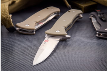 Image of Al Mar Knives S.E.R.E. 2020 Coyote Series Folding Knife, Spring Assist, 8Cr, 3.6 in, Combo, Coyote, AMK2215