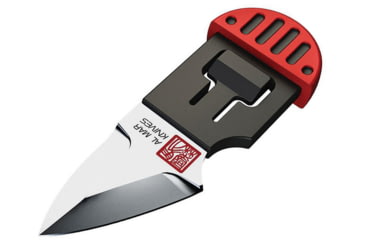 Image of Al Mar Knives Stinger Keyring Knife Red, 1.25 satin finish D2 tool steel blade, Black polymer handle with red TPR overmold, AMK1001RBK-BL