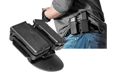 Image of Alien Gear Holsters Mag Carrier Double, .380 Auto/32 ACP, Single Stack, Ridgid, 1.5in Belt Slide, Black, CMCD-1-1-R-15-D