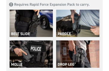 Image of Alien Gear Holsters Rapid Force Duty Holster Light Bearing Level II Shell, Glock 19, Left, Matte, w/o QDS, Black, 00193858208190