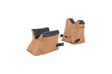 Image of Allen Unfilled Front and Rear Polyester Shooting Bag Combo w/Fillable Spout, Water Resistant, Metal Clips and D-ring, Soft Cradle, Bottom Skid-Resistant, Tacky Grip, Tan and Black, 18419