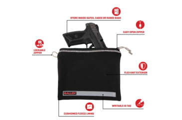 Image of Allen Lockable Handgun Storage Pouch, Full Size Handgun, 7 x 9in, Black, 3628