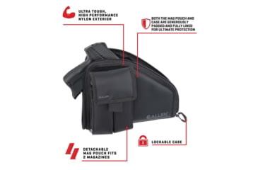 Image of ALLEN 78-7 PISTOL CASE W/MAG POUCH COMPACT BLK